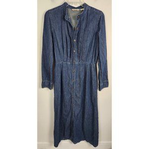 Vtg. Eddie Bauer Women's Sz. S Modest Long Sleeve Button Up Maxi Denim Dress